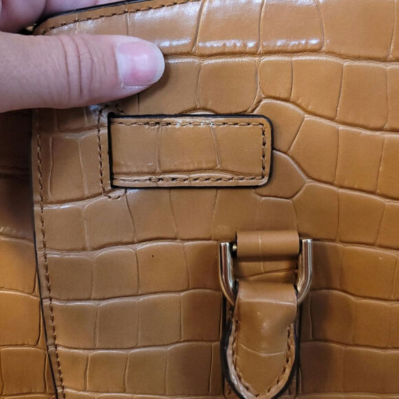 Michael Kors Hamilton Embossed-Leather Satchel in Acorn - Picture 9 of 16